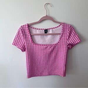 Wild Fable Pink Checkered Crop Top